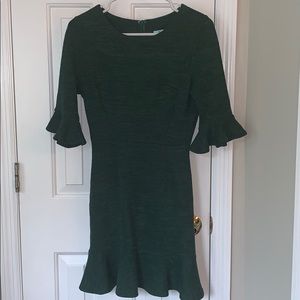 Green dress with ruffle hem